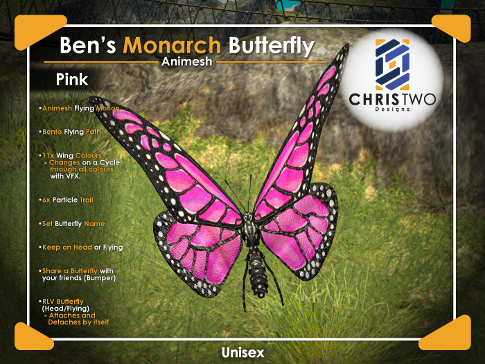 B's Monarch Butterfly - Pink - [Chris Two Designs]