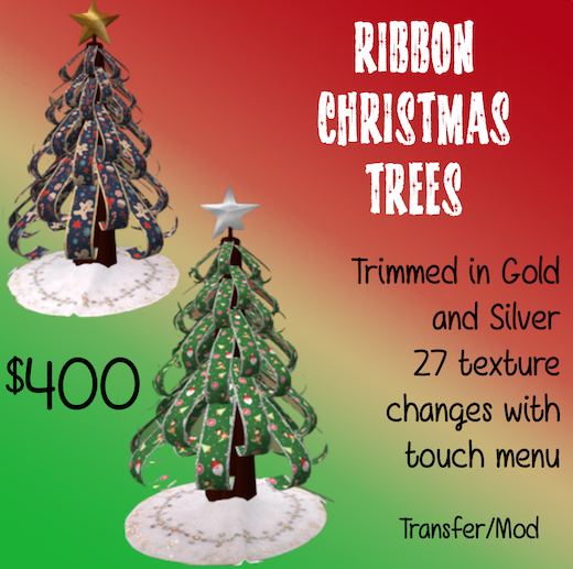 Gold/Silver Trimmed Christmas Ribbon Trees(Transfer)