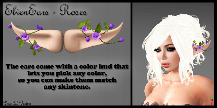.:DD:. Elf Ears - Roses - Purple Roses **SALE** 
