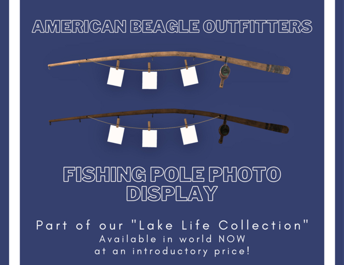ABO - Fishing Pole Photo Display - dark wood