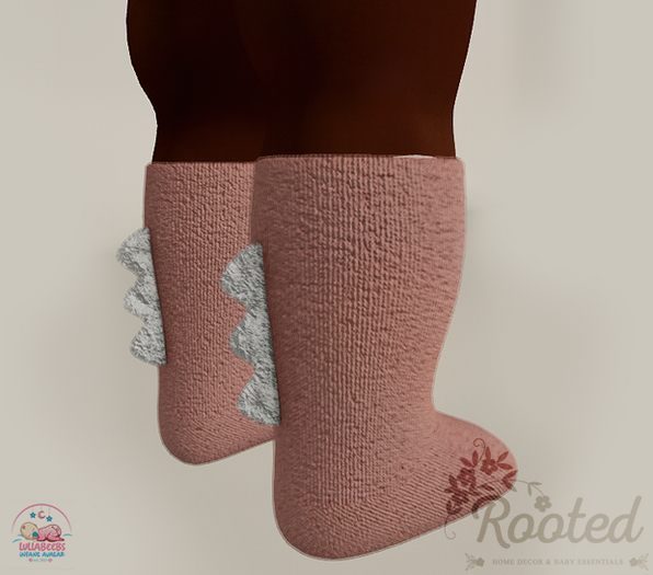 Rooted - Dino Socks - Rose Quartz