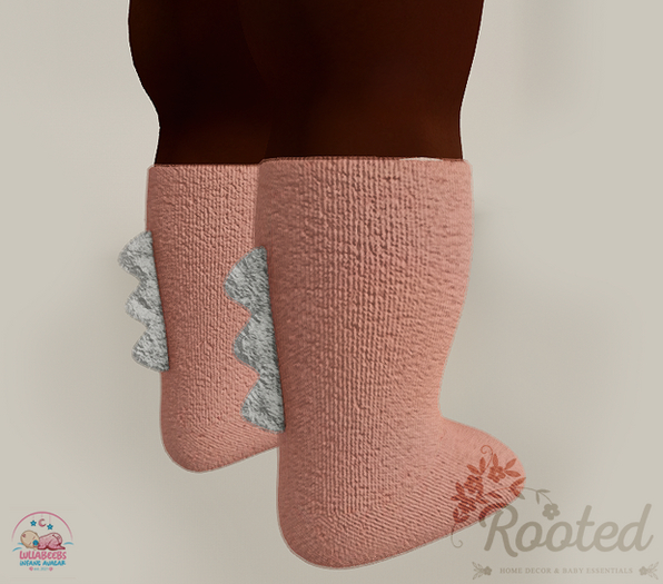 Rooted - Dino Socks - Pink