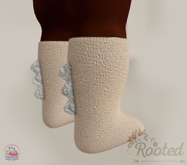 Rooted - Dino Socks - Pastel Yellow