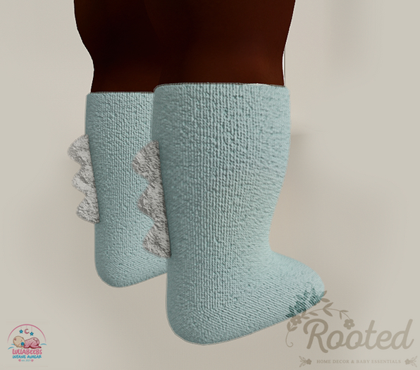 Rooted - Dino Socks - Pastel Blue