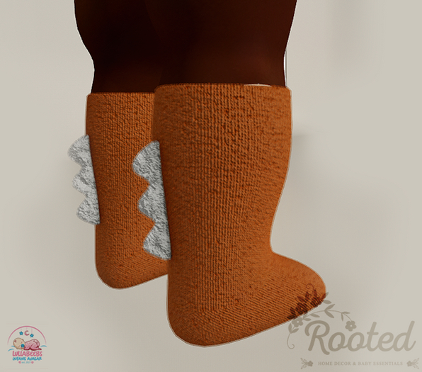Rooted - Dino Socks - Orange