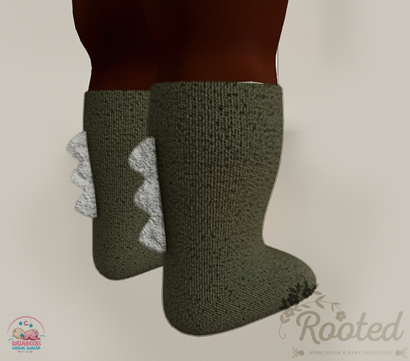 Rooted - Dino Socks - Olive
