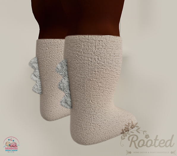 Rooted - Dino Socks - Cream