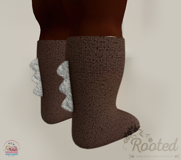 Rooted - Dino Socks - Brown