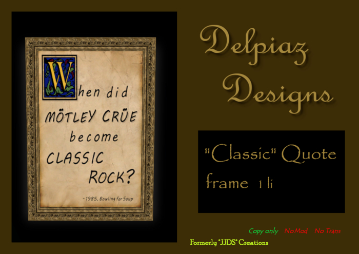 *JJDS* Quote Frame - Classic (Bagged)