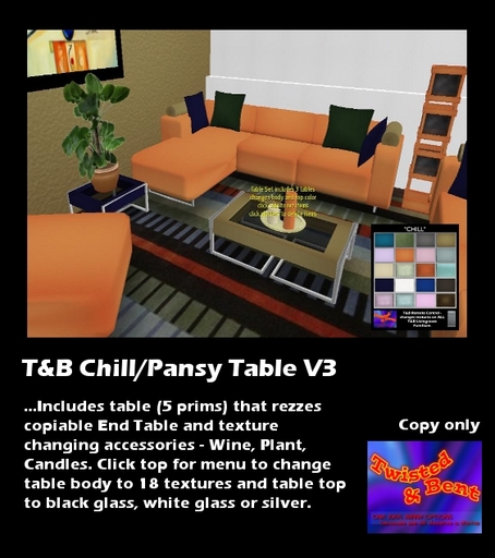 T&B Texture Changing Interactive Chill/Pansy V3 Table Set