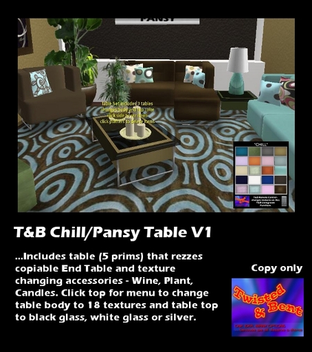 T&B Texture Changing Interactive Chill/Pansy V1 Table Set