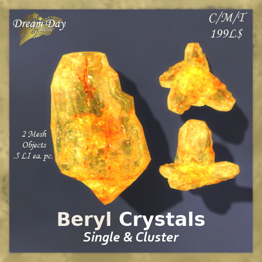  Beryl Crystals, Single & Cluster, .5LI Ultralight