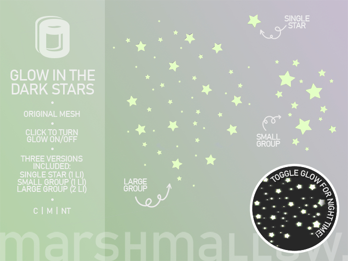 marshmallow. Glow in the Dark Stars