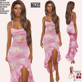 RUFFLED SILK SUMMER DRESS,MESH BODY