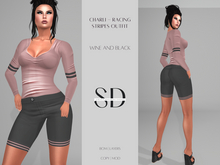 S/D Charli - Racing Stripes Outfit - Wine and Black (BOM, Layers)