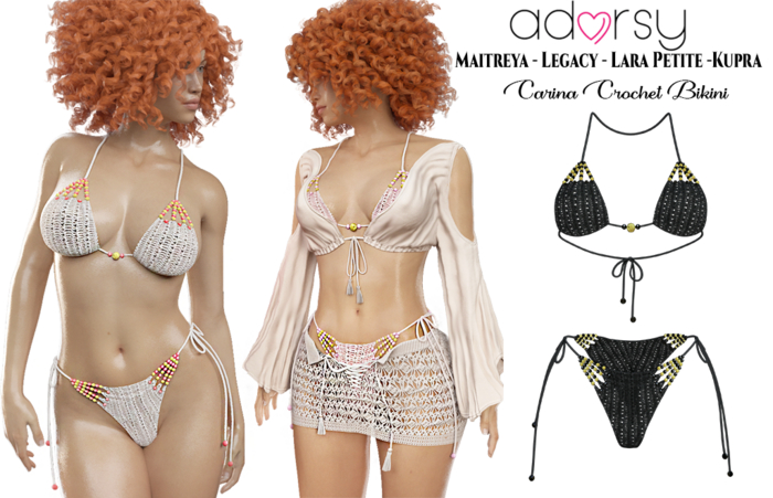 adorsy - Carina Bikini Dark Black - Maitreya/Legacy/Lara Petite/Kupra