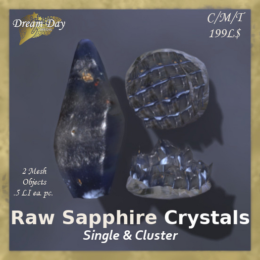Raw Sapphire Crystals, Single & Cluster, .5LI 