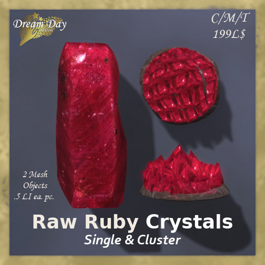 Raw Ruby Crystals, Single & Cluster, .5LI 