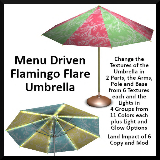 Menu Driven Flamingo Flare Umbrella