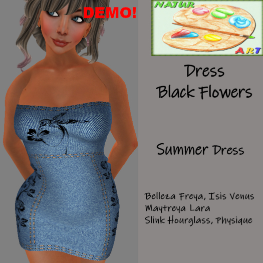 NaturArt Dress Black Flowers DEMO