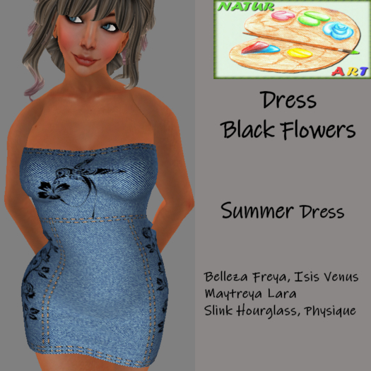 NaturArt Dress Black Flowers