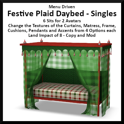 Menu Driven Festive Plaid Daybed - Singles