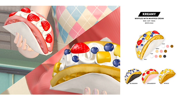 KREAMY. waffles with whipped cream : mango (add)