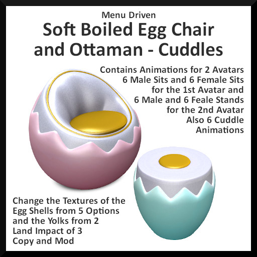 Menu Driven Soft Boiled Egg Chair and Ottoman - Cuddles