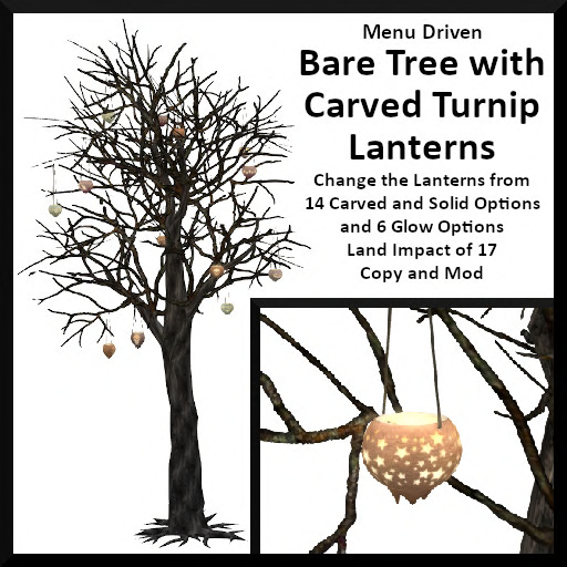 Menu Driven Bare Tree with Carved Turnip Lanterns