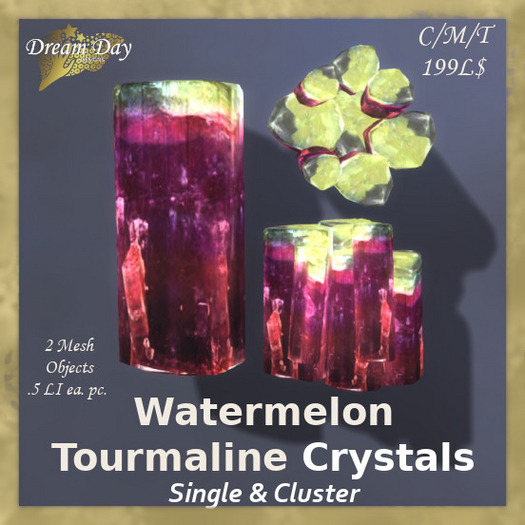 Watermelon Tourmaline Crystals, Single & Cluster, .5LI