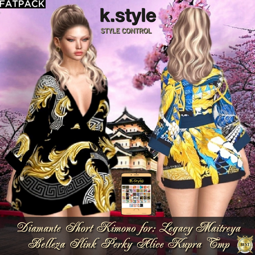 [K-Style] DIAMANTE  SHORT KIMONO