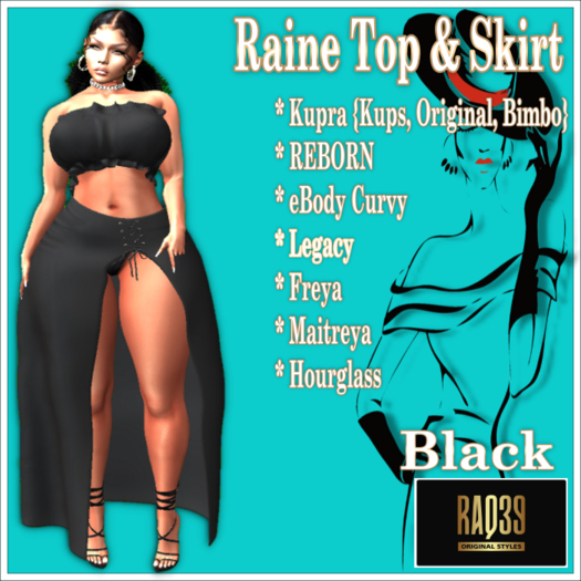[R39] Raine Top & Skirt-Black