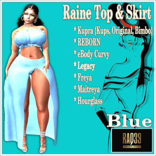 [R39] Raine Top & Skirt-Blue