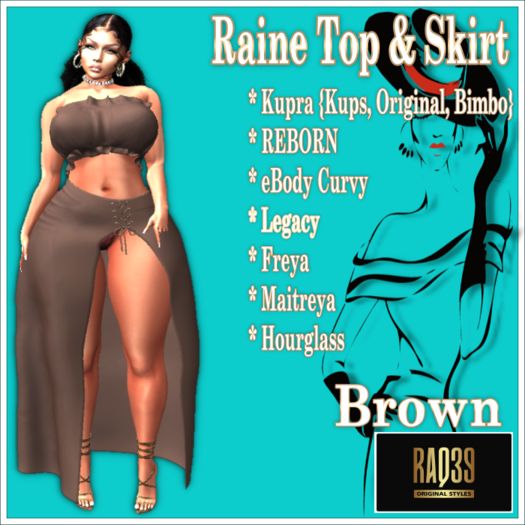 [R39] Raine Top & Skirt-Brown