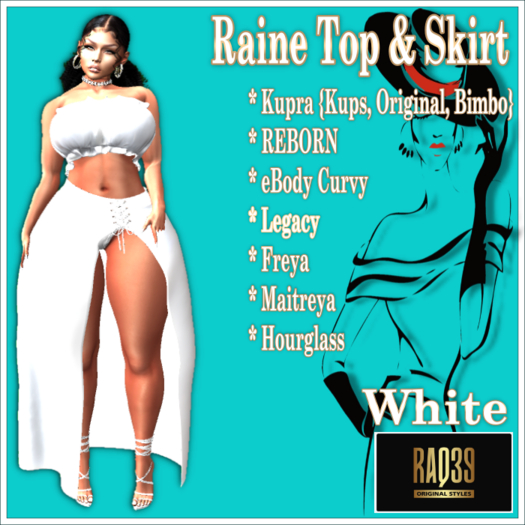 [R39] Raine Top & Skirt-White