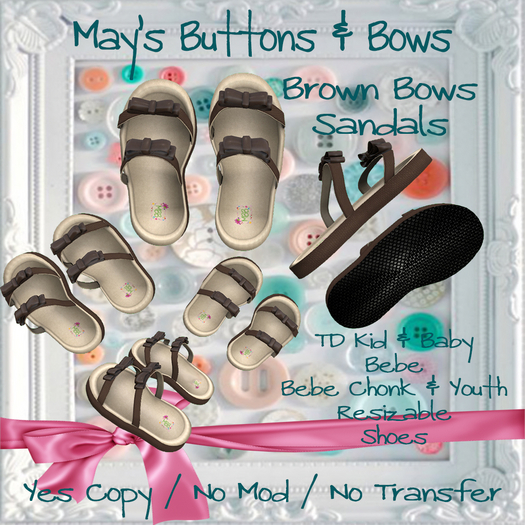 MBB * Strap Sandals Brown Bows (TDKB,Bebe,BebeYouth&Chonk)