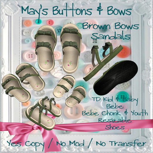 MBB * Strap Sandals Green Bows (TDKB,Bebe,BebeYouth&Chonk)
