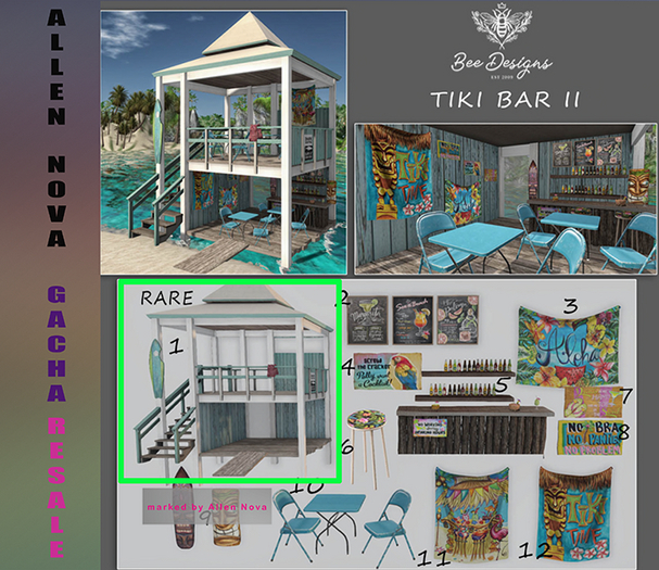 01 Bee Designs Tiki bar II RARE