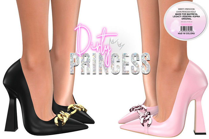 DIRTY PRINCESS-Chain Princess Heels w/Hud 16 Colors