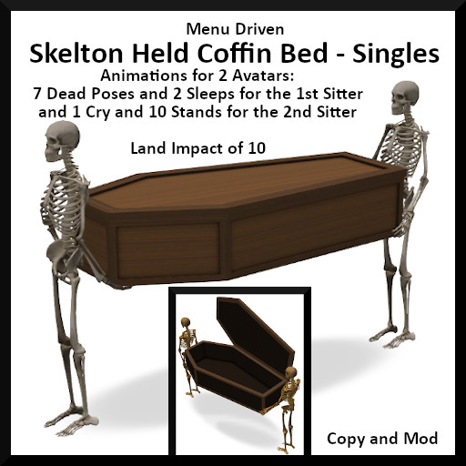 Menu Driven Skelton Held Coffin Bed - Singles