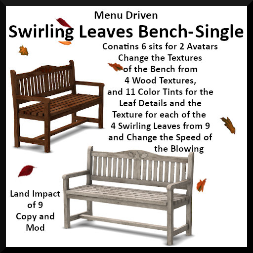 Menu Driven Swirling Leaves Bench - Single