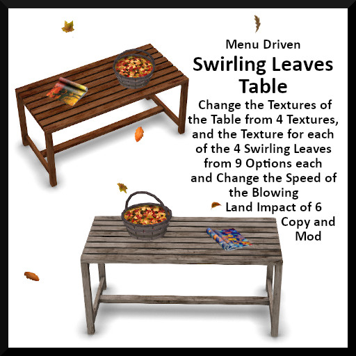 Menu Driven Swirling Leaves Table