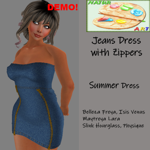 NaturArt Jeans Dress with Zippers  DEMO