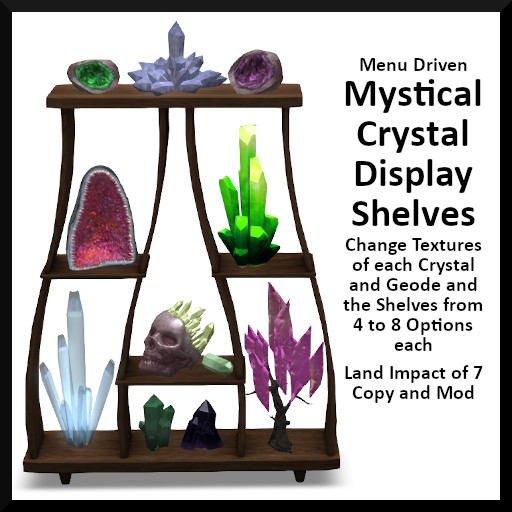 Menu Driven Mystical Crystal Display Shelves