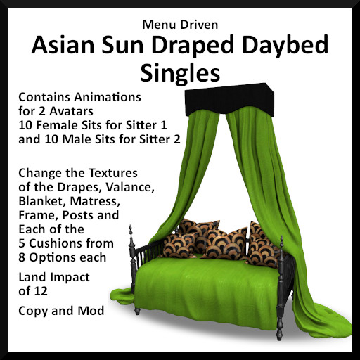 Menu Driven Asian Sun Draped Daybed - Singles