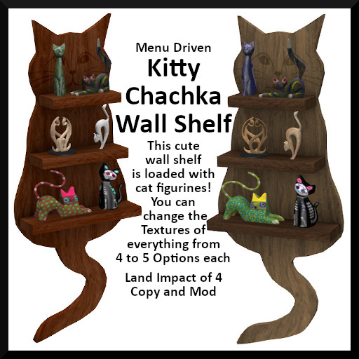 Menu Driven Kitty Chachka Wall Shelf