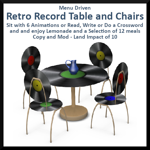 Menu Driven Retro Record Table and Chairs