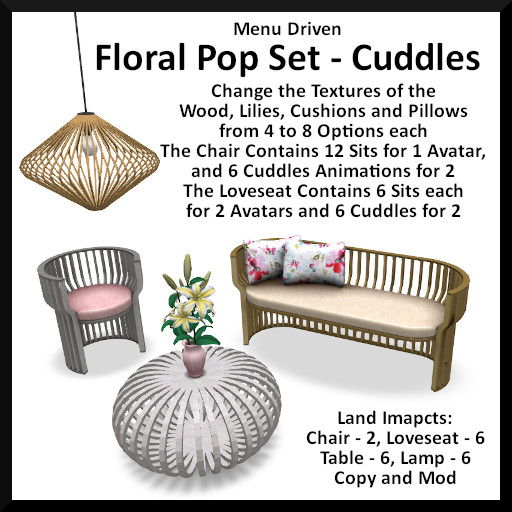 Menu Driven Floral Pop Set - Cuddles