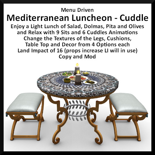 Menu Driven Mediterranean Luncheon - Cuddles
