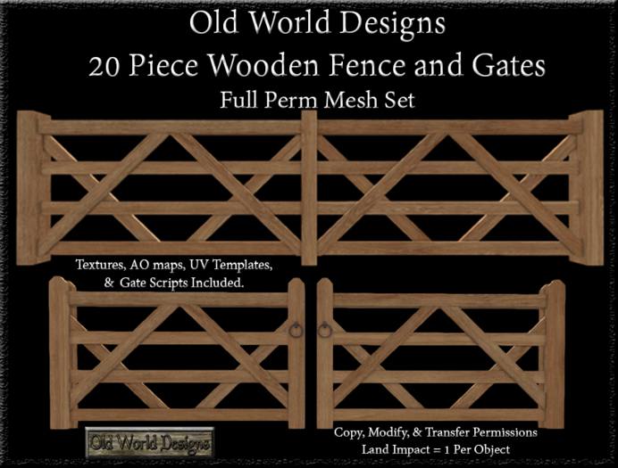 Old World Designs 20 Piece Wood Fence and Gates Full Perm Mesh Estate Fence Set